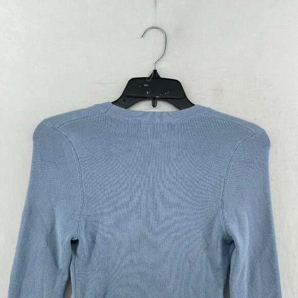 Fashion Nova Cardigan Women's Sz L Blue Knitted Button-Up V-Neck Cropped - Picture 8 of 11